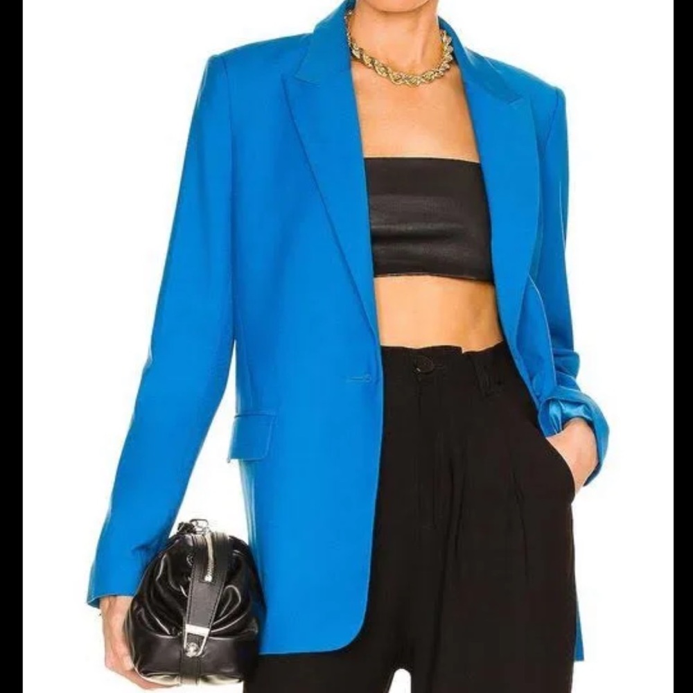 Bardot Revolve Sandro Blazer Cobalt Bright Blue Summer Blazer Oversized Blazer - Picture 2 of 7